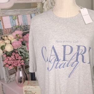 NWT✨Abercrombie & Fitch Capri Italy🇮🇹 Pasta & Wine Club Gray T-Shirt Sz Lg! Rare